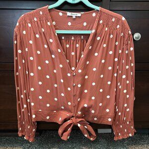 Madewell Tie-Front Top in Dot